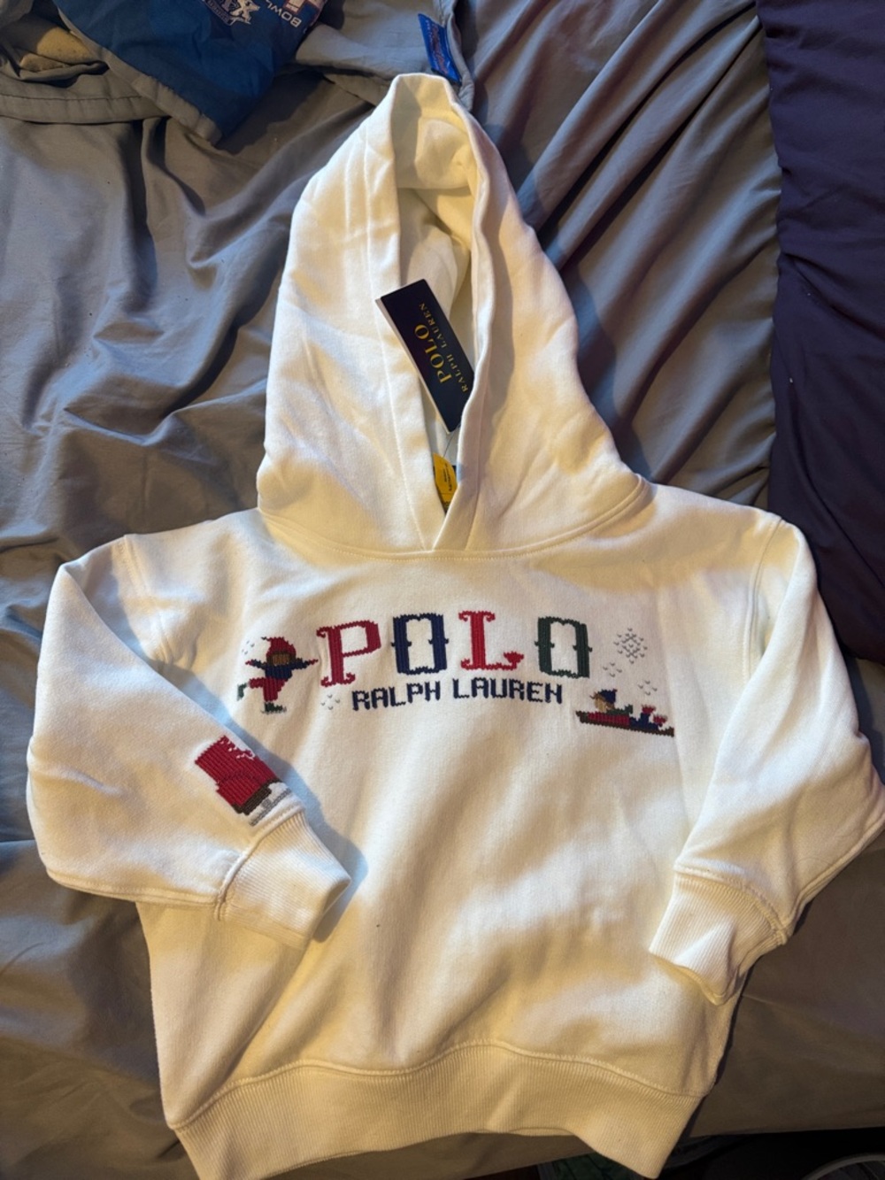 Ralph Lauren White Ski Logo Pullover Sweatshirt